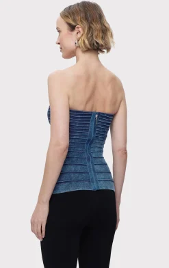 Separates|Tops-Hervé Léger THE ELLIE TOP INDIGO MULTI