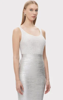 Separates|Tops-Hervé Léger THE FIONA TOP ALABASTER