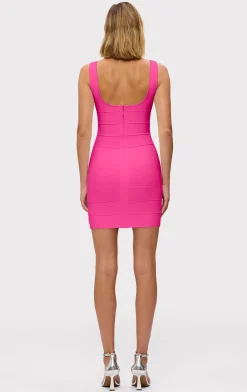 Dresses-Hervé Léger THE GABRIELLA DRESS HOT PINK