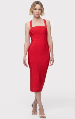 Dresses-Hervé Léger THE HARPER DRESS CHILI