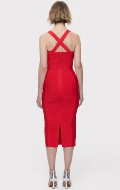 Dresses-Hervé Léger THE HARPER DRESS CHILI