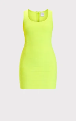 Dresses-Hervé Léger THE LEAH DRESS NEON GREEN