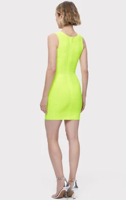 Dresses-Hervé Léger THE LEAH DRESS NEON GREEN