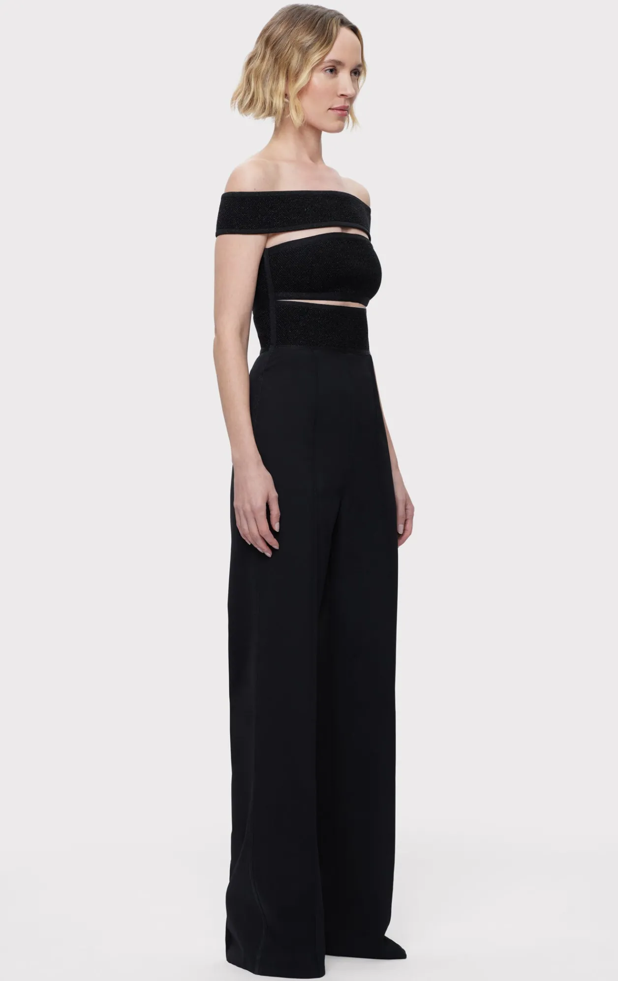 Separates|Bottoms-Hervé Léger THE LILA JUMPSUIT METALLIC BLACK