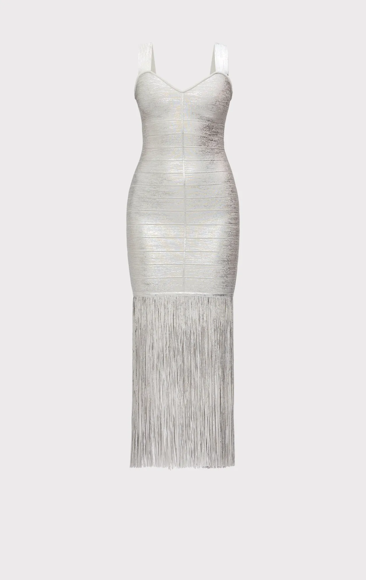 Dresses|Gowns-Hervé Léger THE METALLIC ALBA GOWN SILVER FOIL