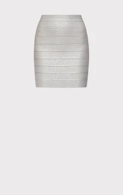 Separates|Bottoms-Hervé Léger THE METALLIC BRIANNE SKIRT SILVER FOIL