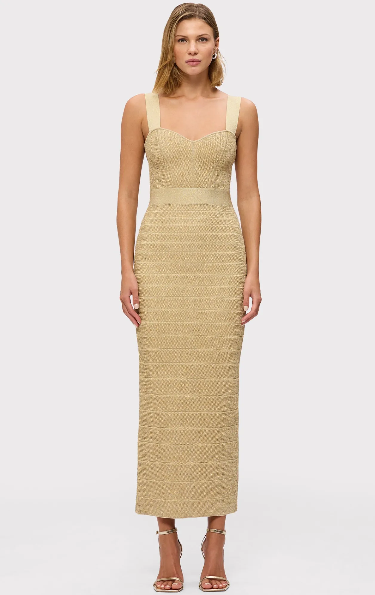 Dresses|Gowns-Hervé Léger THE METALLIC EVA GOWN METALLIC GOLD