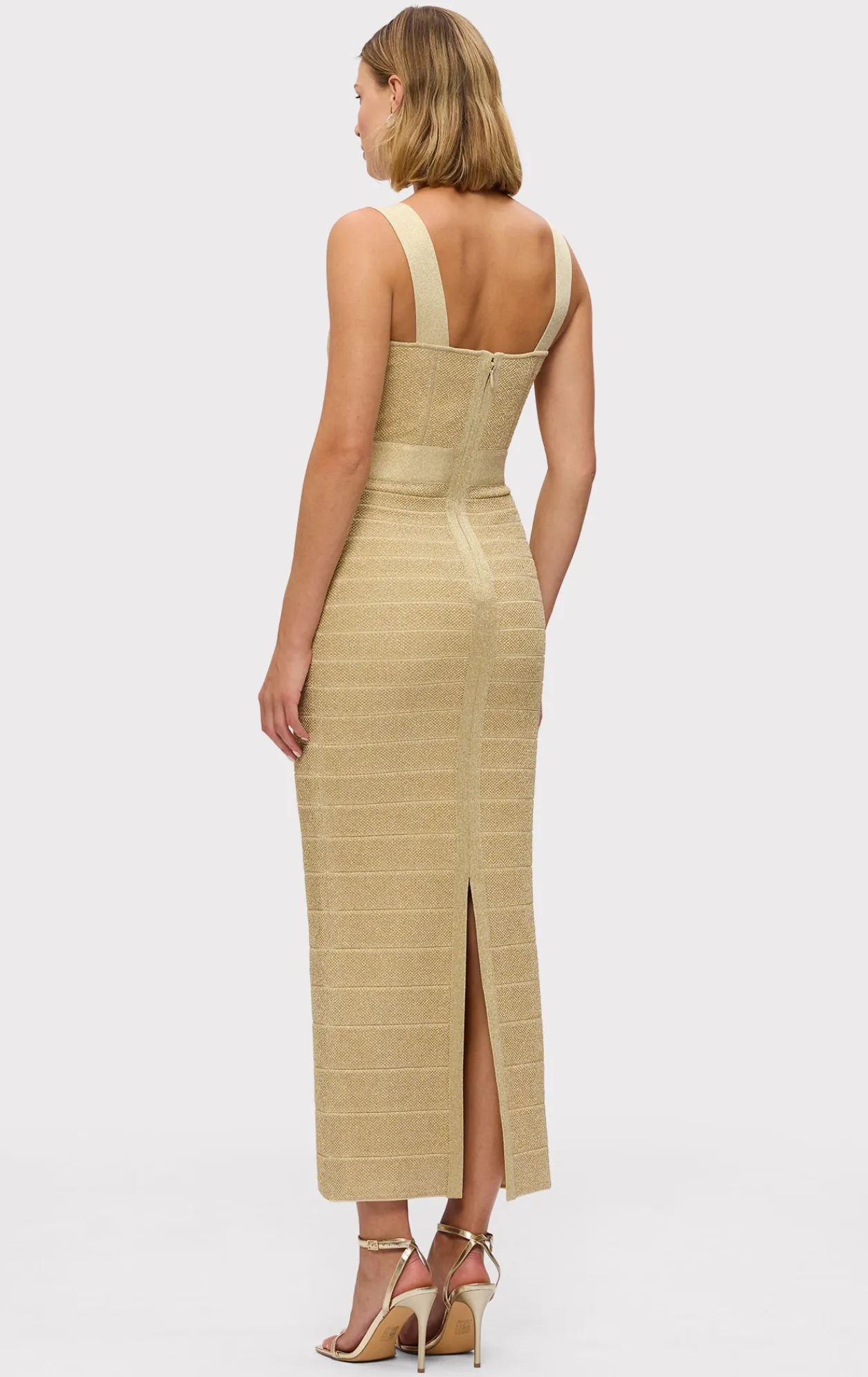 Dresses|Gowns-Hervé Léger THE METALLIC EVA GOWN METALLIC GOLD