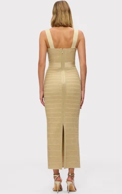 Dresses|Gowns-Hervé Léger THE METALLIC EVA GOWN METALLIC GOLD