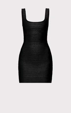 Dresses-Hervé Léger THE METALLIC GABRIELLA DRESS BLACK FOIL