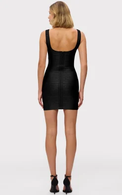 Dresses-Hervé Léger THE METALLIC GABRIELLA DRESS BLACK FOIL