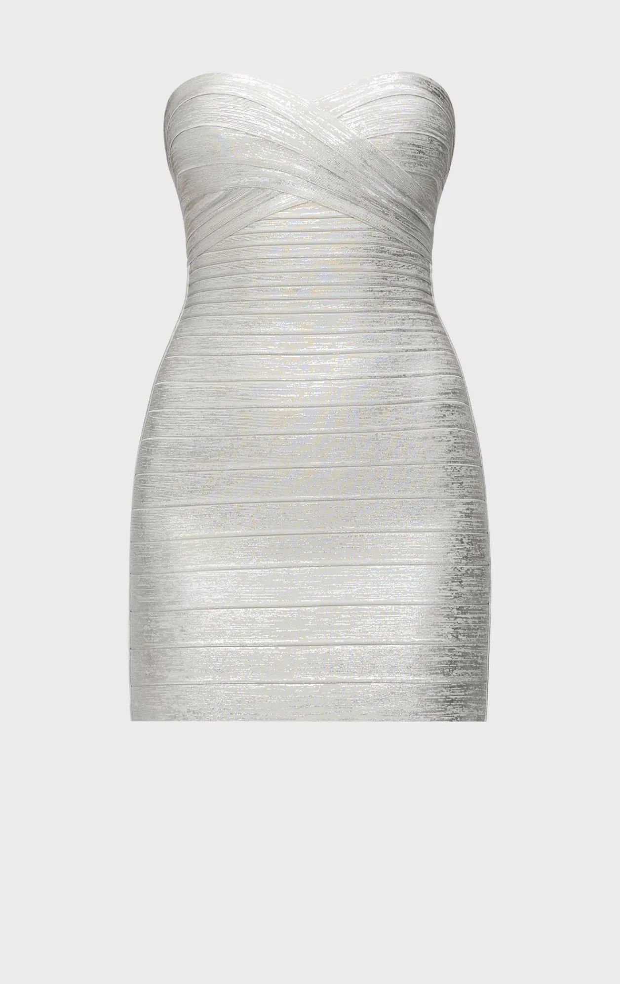 Dresses-Hervé Léger THE METALLIC ISLA DRESS SILVER FOIL
