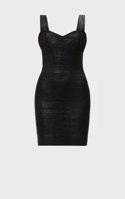 Dresses-Hervé Léger THE METALLIC JADE DRESS BLACK FOIL