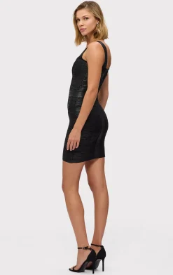 Dresses-Hervé Léger THE METALLIC JADE DRESS BLACK FOIL