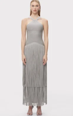 Dresses|Gowns-Hervé Léger THE METALLIC KENNEDY GOWN METALLIC SILVER
