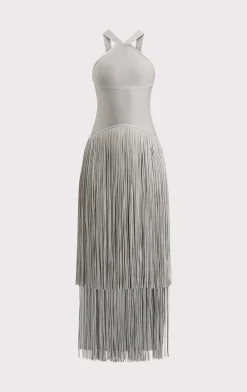 Dresses|Gowns-Hervé Léger THE METALLIC KENNEDY GOWN METALLIC SILVER