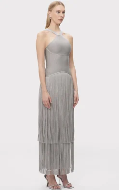 Dresses|Gowns-Hervé Léger THE METALLIC KENNEDY GOWN METALLIC SILVER
