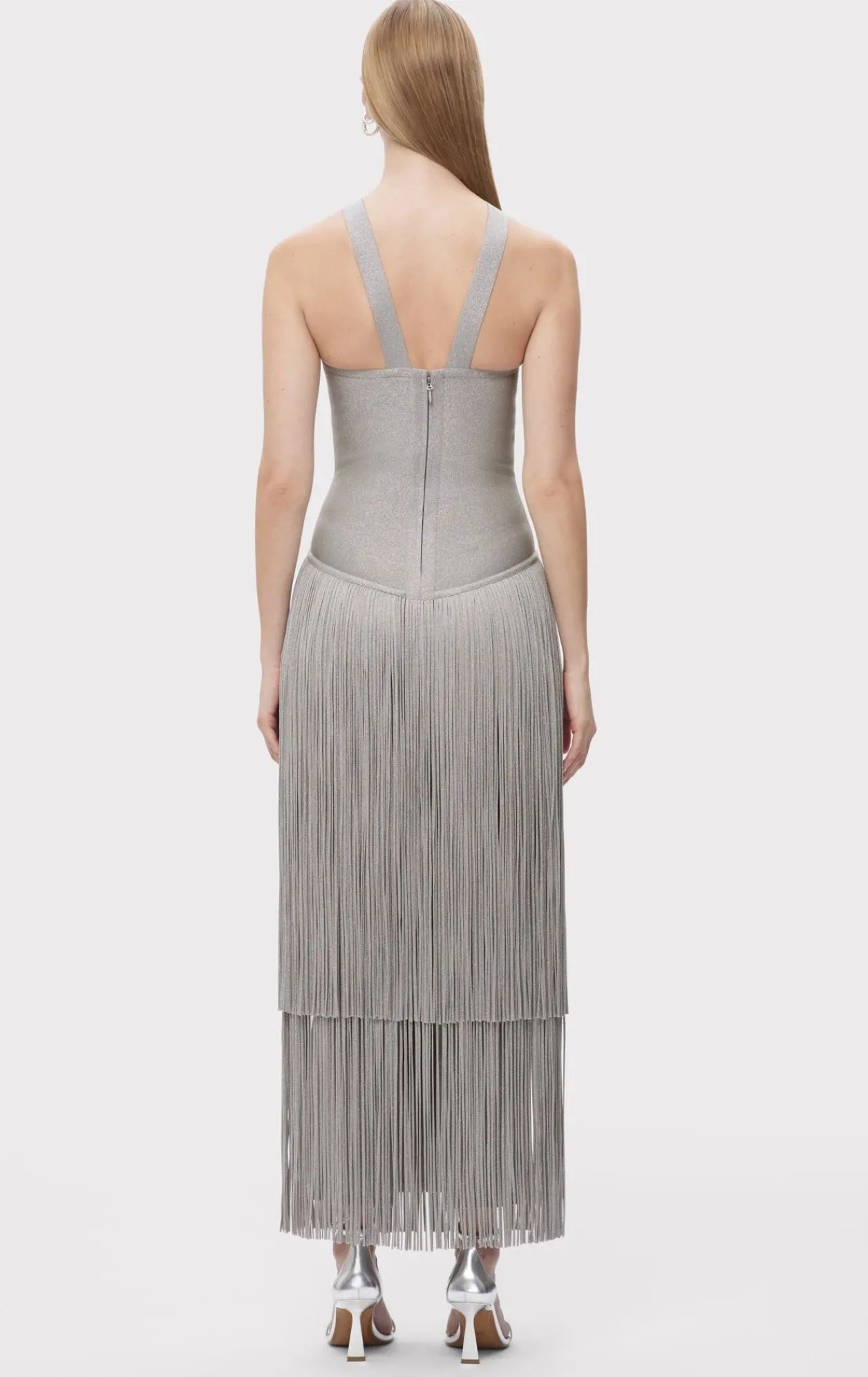 Dresses|Gowns-Hervé Léger THE METALLIC KENNEDY GOWN METALLIC SILVER