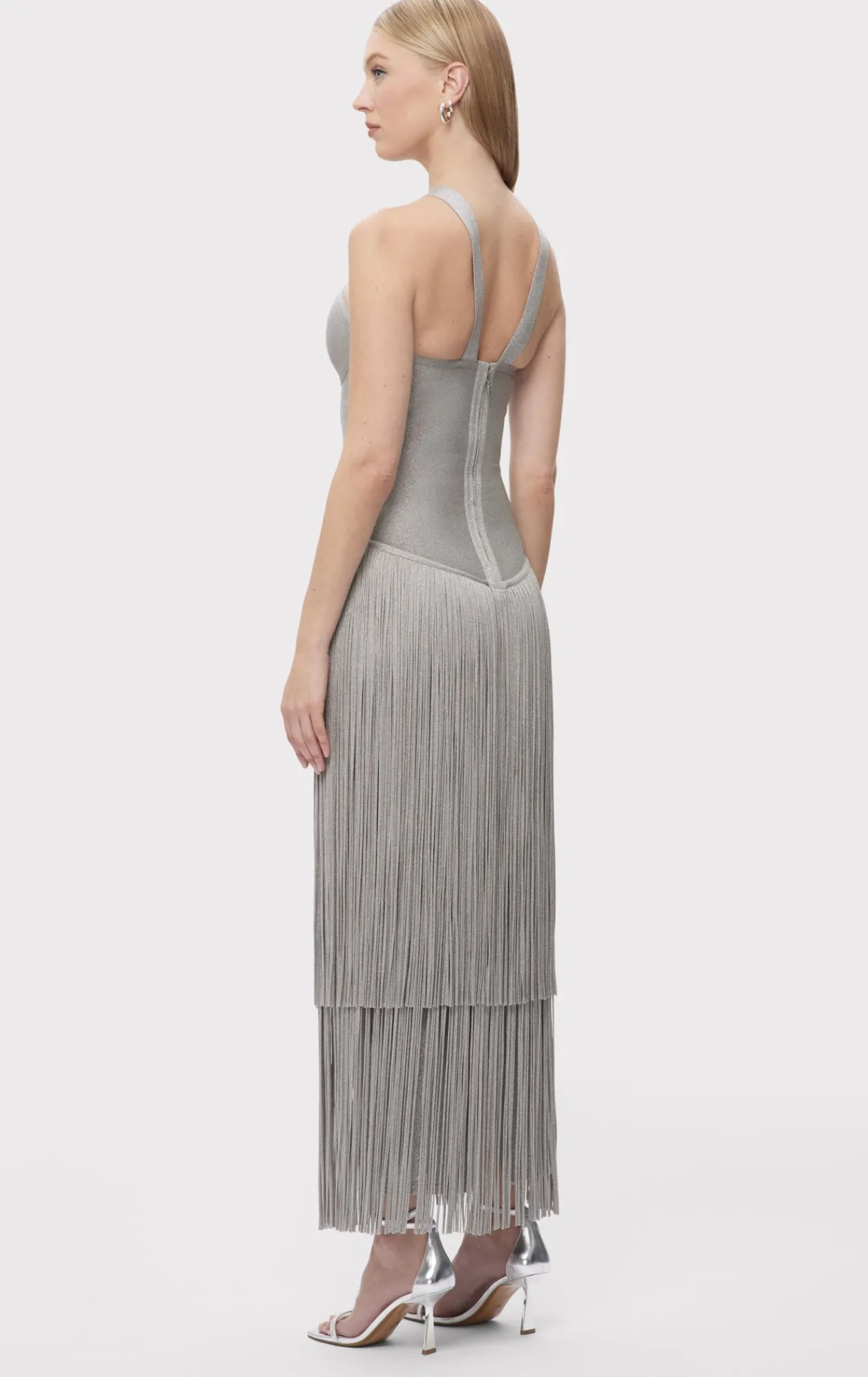Dresses|Gowns-Hervé Léger THE METALLIC KENNEDY GOWN METALLIC SILVER