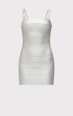 Dresses-Hervé Léger THE METALLIC SADIE DRESS SILVER FOIL