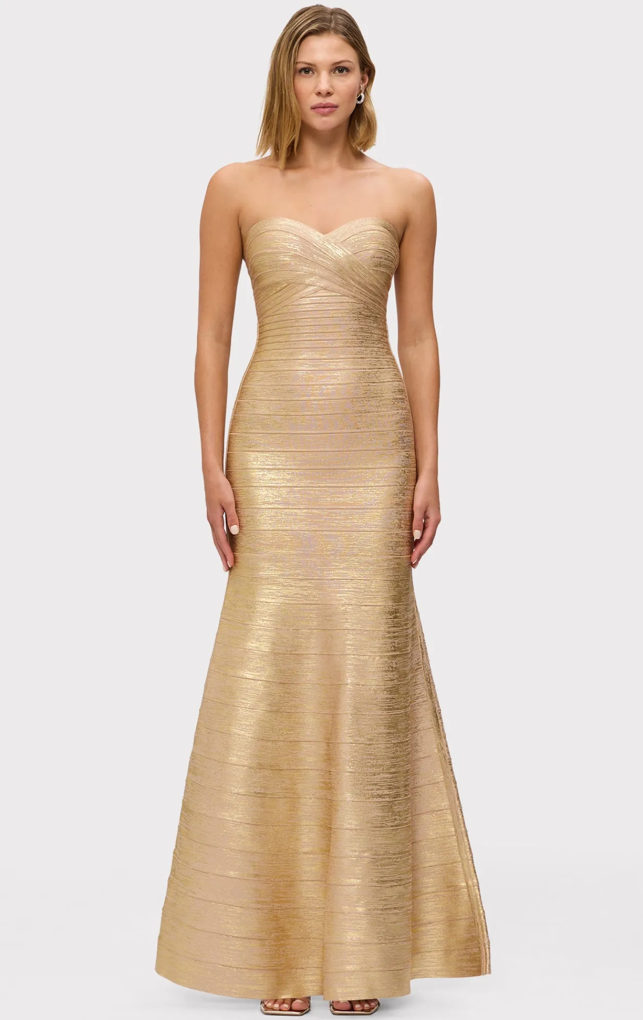 Dresses|Gowns-Hervé Léger THE METALLIC SARA GOWN GOLD FOIL
