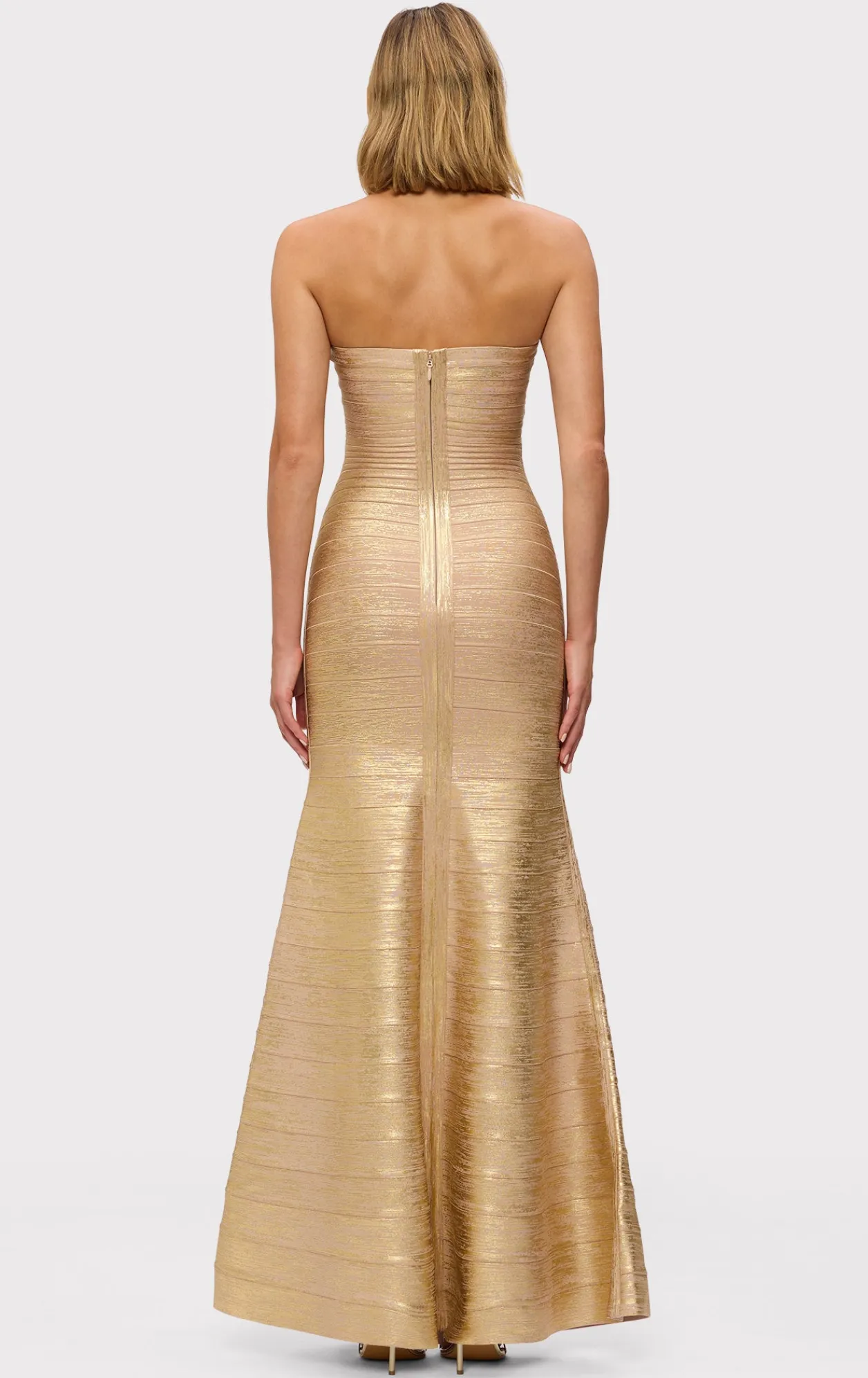 Dresses|Gowns-Hervé Léger THE METALLIC SARA GOWN GOLD FOIL
