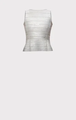 Separates|Tops-Hervé Léger THE METALLIC SIENNA TOP SILVER FOIL