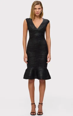 Dresses-Hervé Léger THE METALLIC SOPHIE DRESS BLACK FOIL
