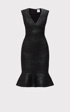 Dresses-Hervé Léger THE METALLIC SOPHIE DRESS BLACK FOIL