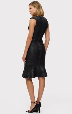Dresses-Hervé Léger THE METALLIC SOPHIE DRESS BLACK FOIL