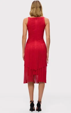 Dresses-Hervé Léger THE MISCHA DRESS LIPSTICK RED