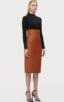 Separates|Bottoms-Hervé Léger THE PIPER SKIRT CARAMEL
