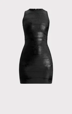 Dresses-Hervé Léger THE QUINN DRESS BLACK FOIL