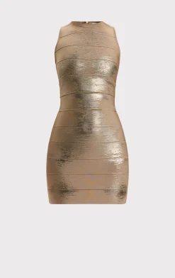 Dresses-Hervé Léger THE QUINN DRESS LATTE FOIL