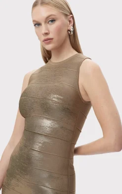 Dresses-Hervé Léger THE QUINN DRESS LATTE FOIL