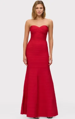 Dresses|Gowns-Hervé Léger THE SARA GOWN LIPSTICK RED