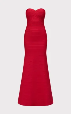 Dresses|Gowns-Hervé Léger THE SARA GOWN LIPSTICK RED