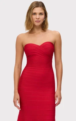 Dresses|Gowns-Hervé Léger THE SARA GOWN LIPSTICK RED