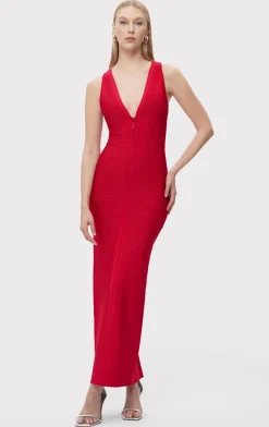 Dresses|Gowns-Hervé Léger THE SOL GOWN RIO RED