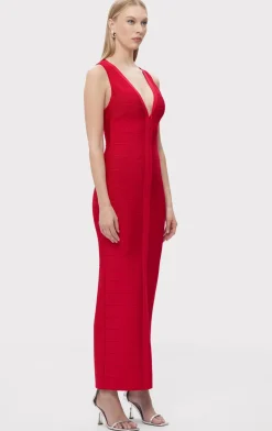 Dresses|Gowns-Hervé Léger THE SOL GOWN RIO RED