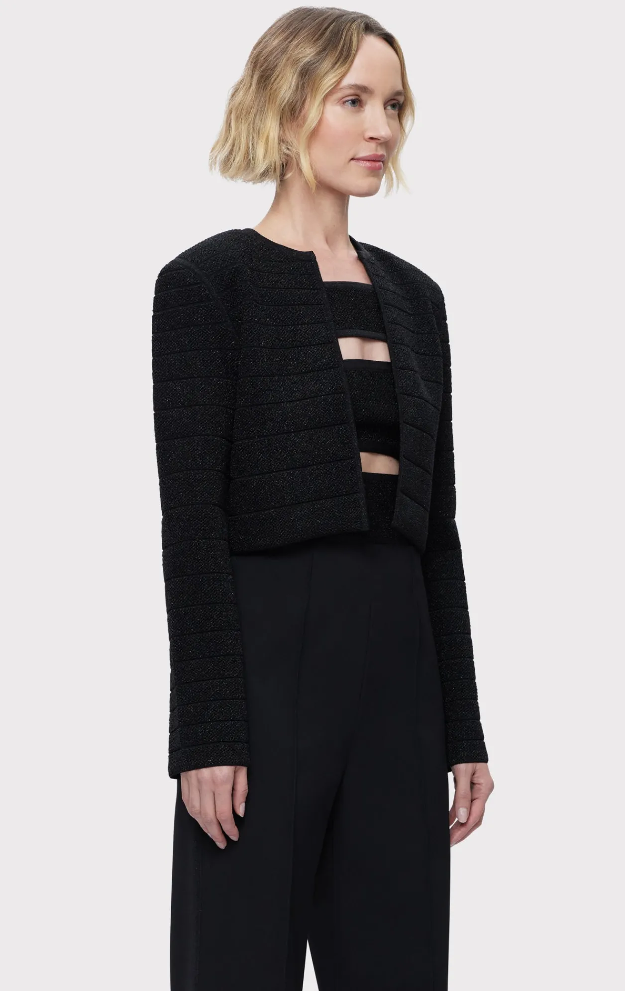 Separates|Jackets-Hervé Léger THE VICTORIA JACKET METALLIC BLACK