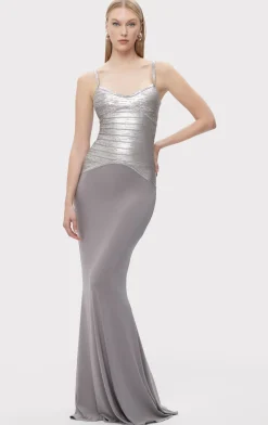 Dresses|Gowns-Hervé Léger THE VIOLET GOWN STEEL FOIL