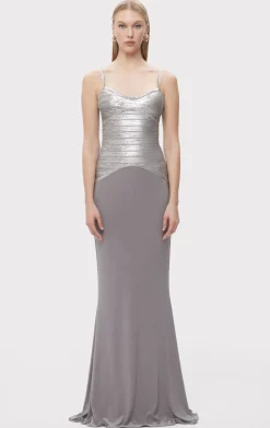 Dresses|Gowns-Hervé Léger THE VIOLET GOWN STEEL FOIL