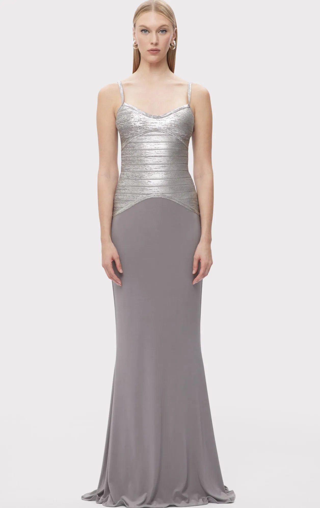 Dresses|Gowns-Hervé Léger THE VIOLET GOWN STEEL FOIL