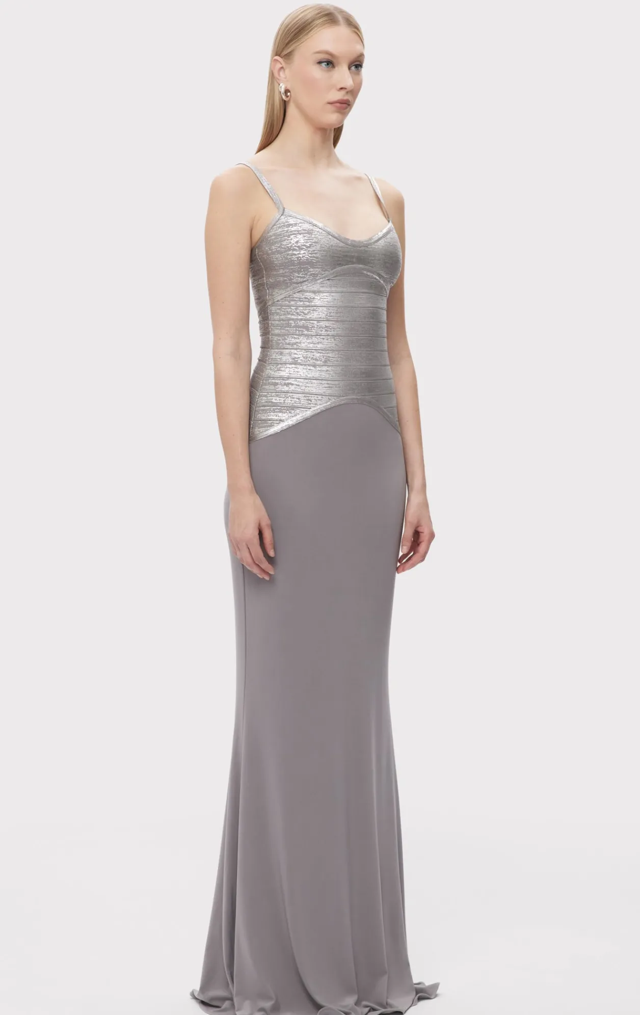 Dresses|Gowns-Hervé Léger THE VIOLET GOWN STEEL FOIL