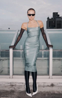 Dresses-Hervé Léger THE ZOEY DRESS SMOKE FOIL