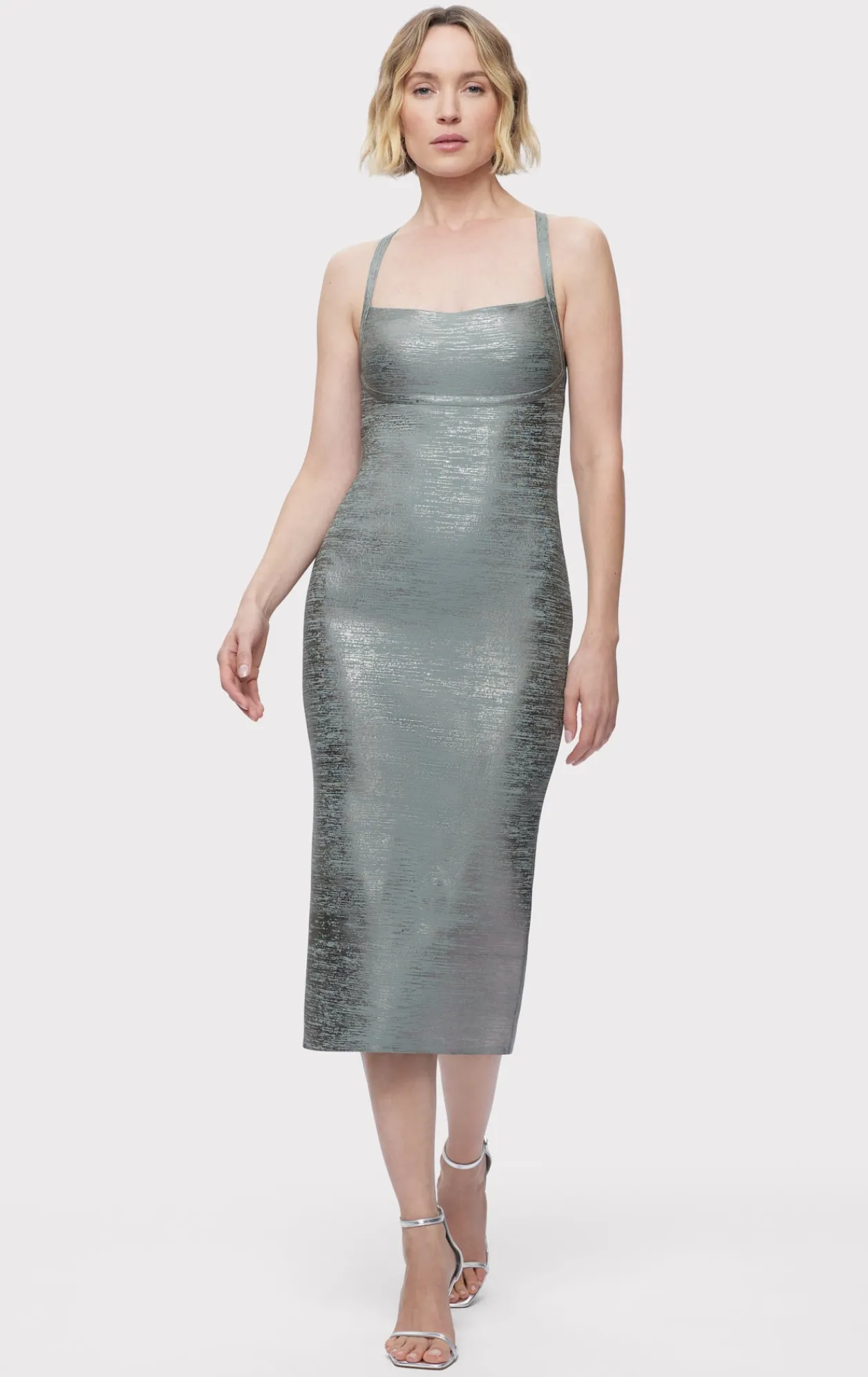 Dresses-Hervé Léger THE ZOEY DRESS SMOKE FOIL
