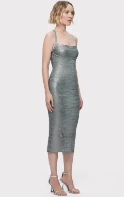 Dresses-Hervé Léger THE ZOEY DRESS SMOKE FOIL