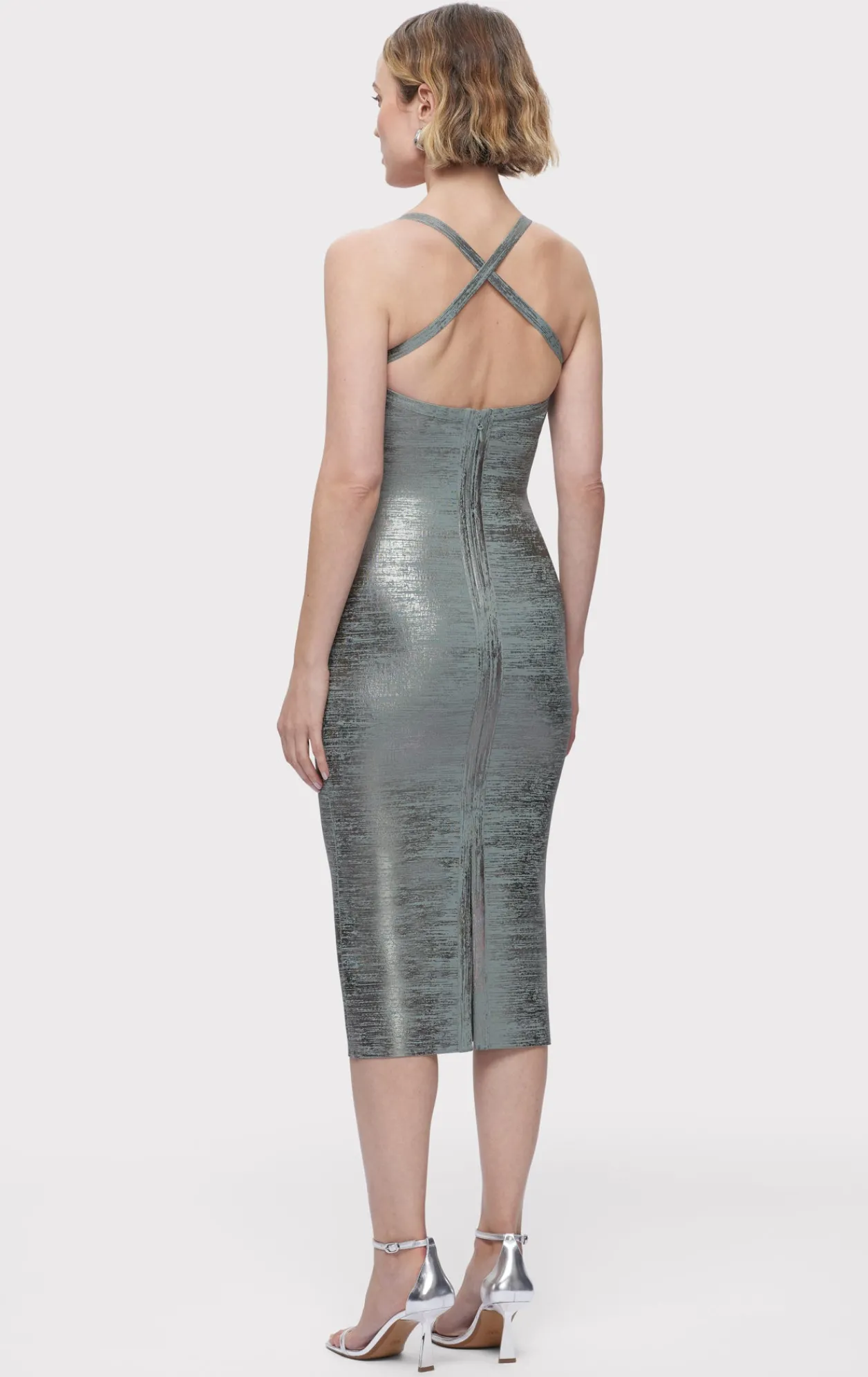 Dresses-Hervé Léger THE ZOEY DRESS SMOKE FOIL