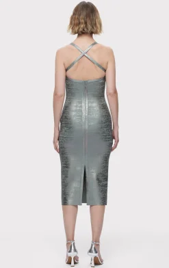 Dresses-Hervé Léger THE ZOEY DRESS SMOKE FOIL